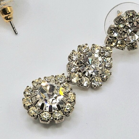Stunning Clear Rhinestone Cluster Drop Statement Bridal Earrings - Picture 5 of 8